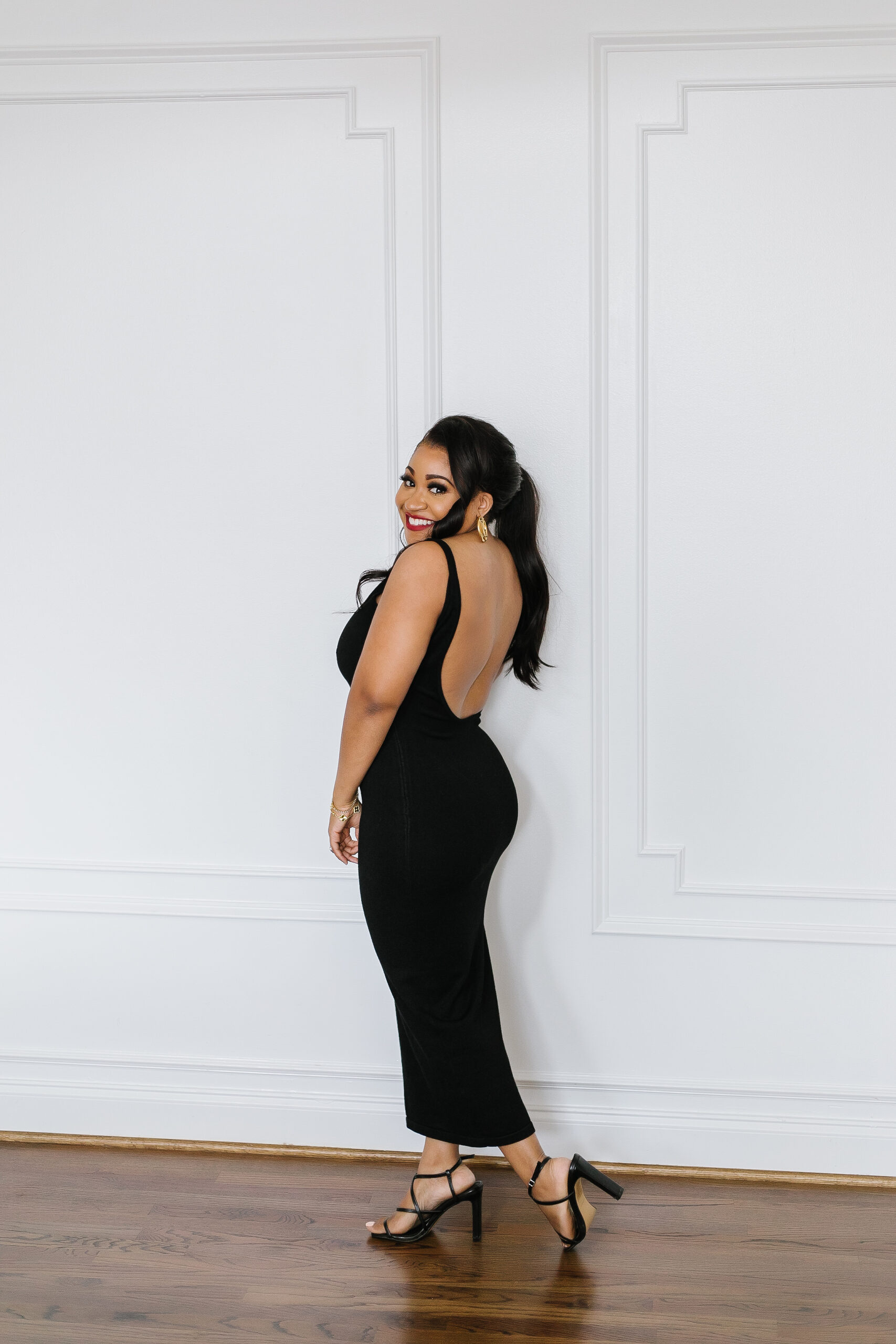 black fitted dress