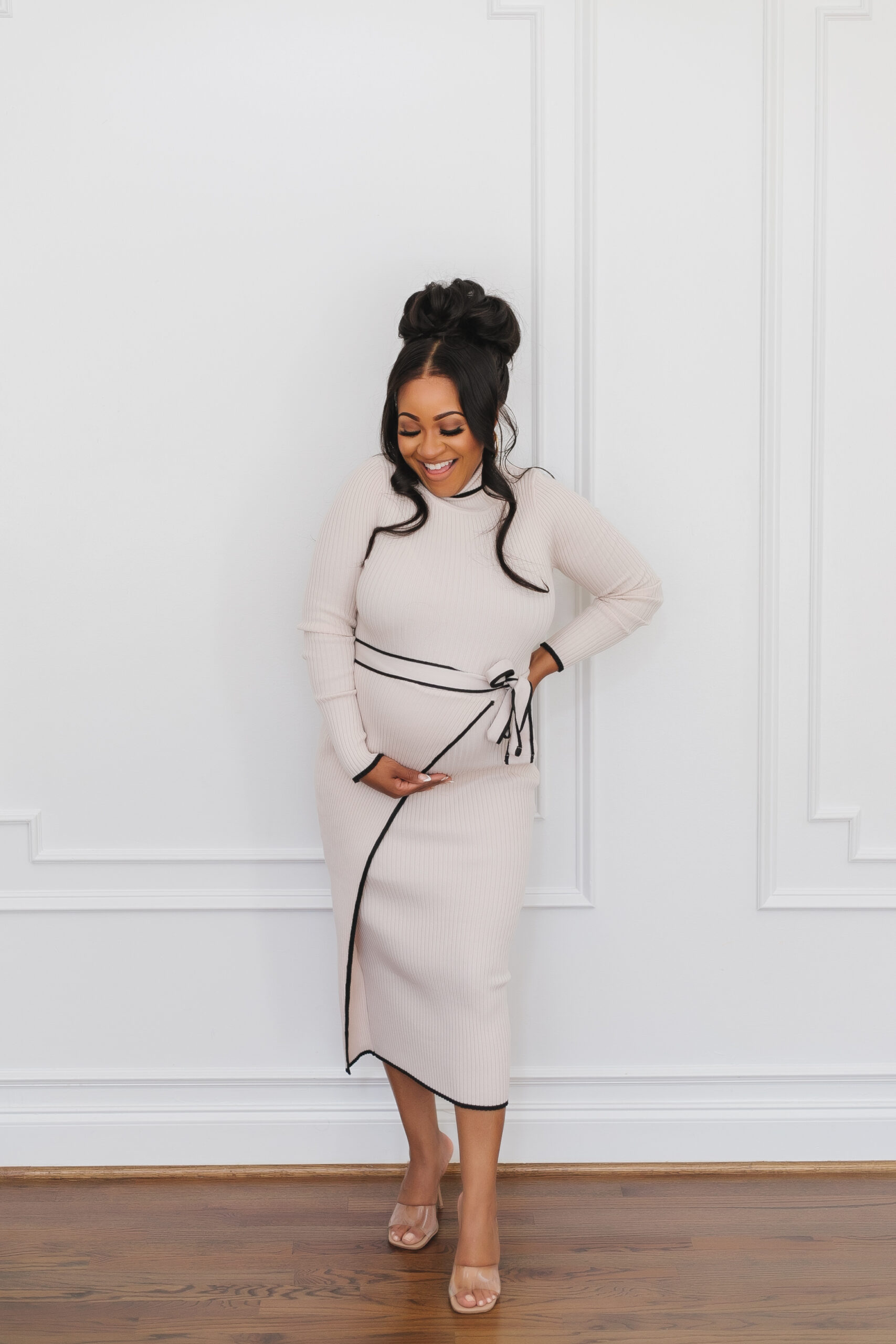 beige sweater dress outfit ideas