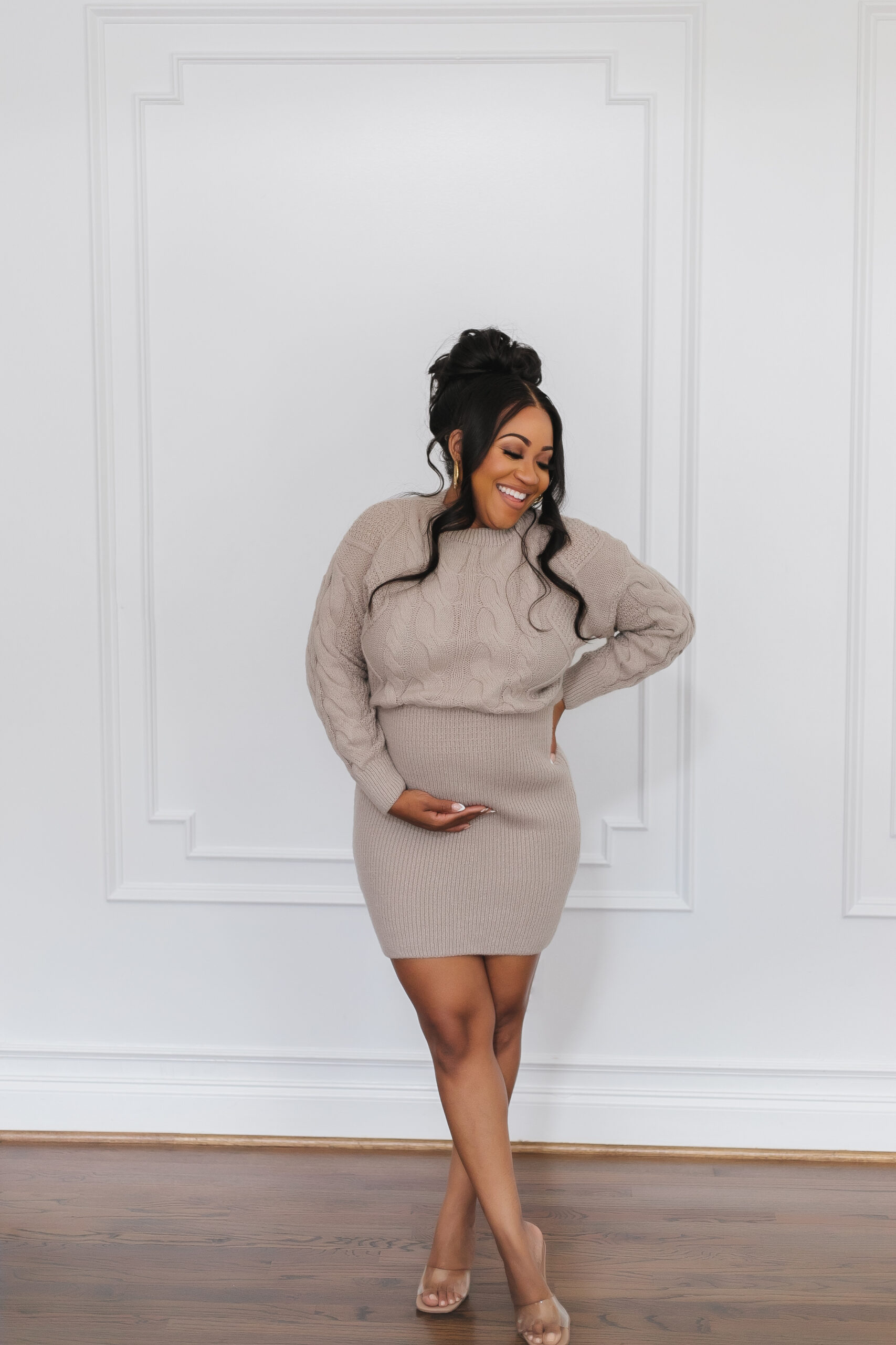 how to wear a sweater dress in winter