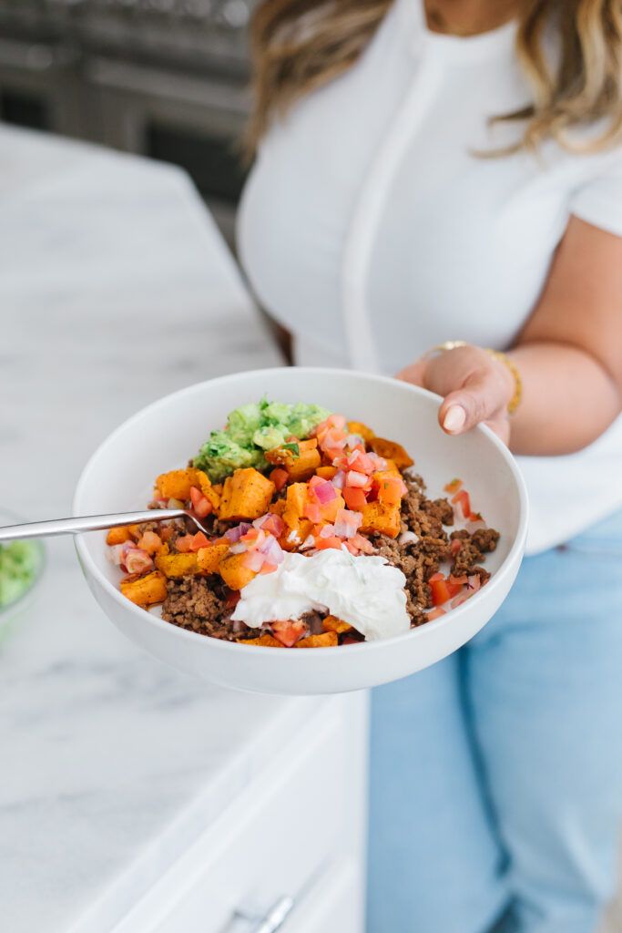 healthy dinner with sweet potatoes